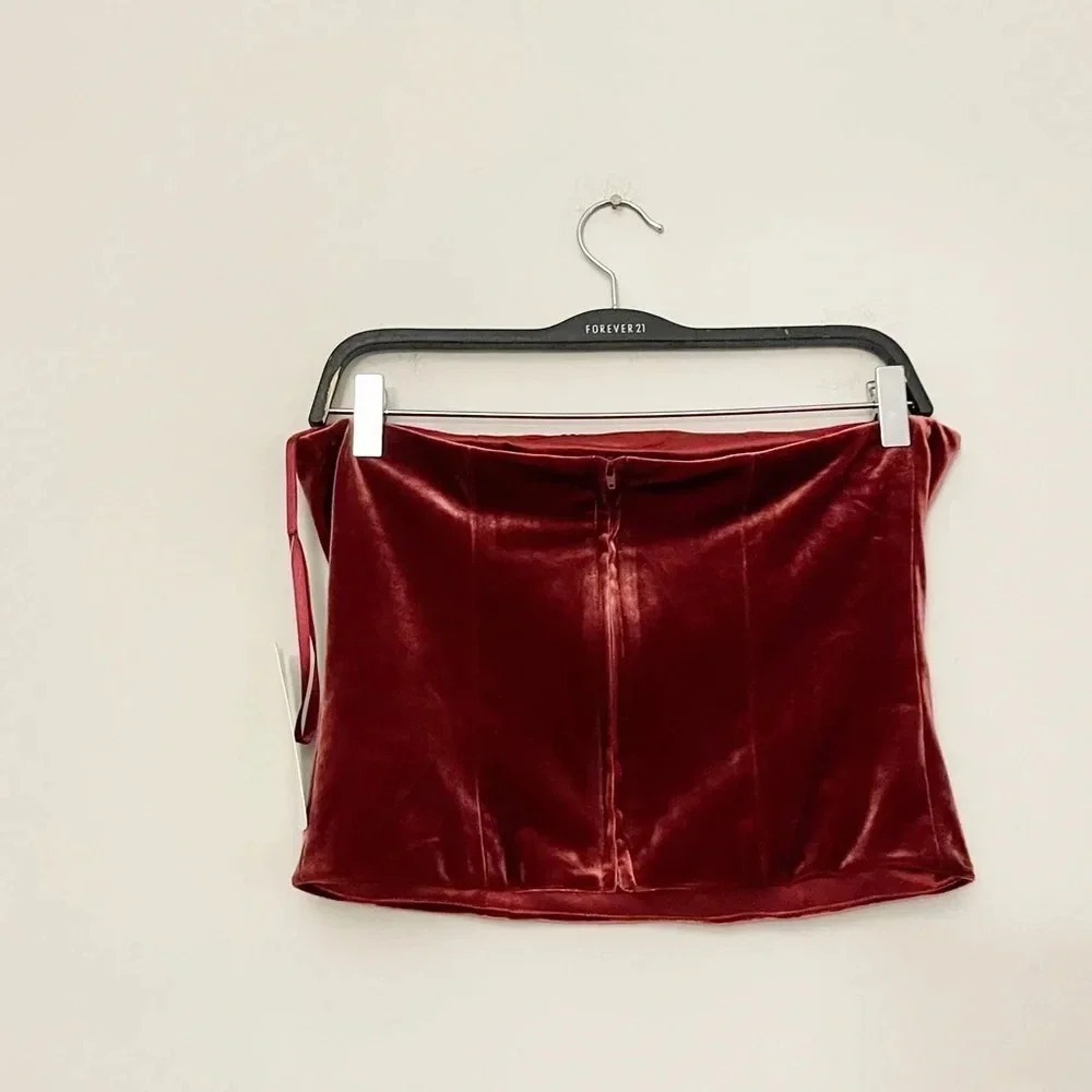 New Revelry velvet strapless crop top small holiday party Valentine’s day - Picture 2 of 6